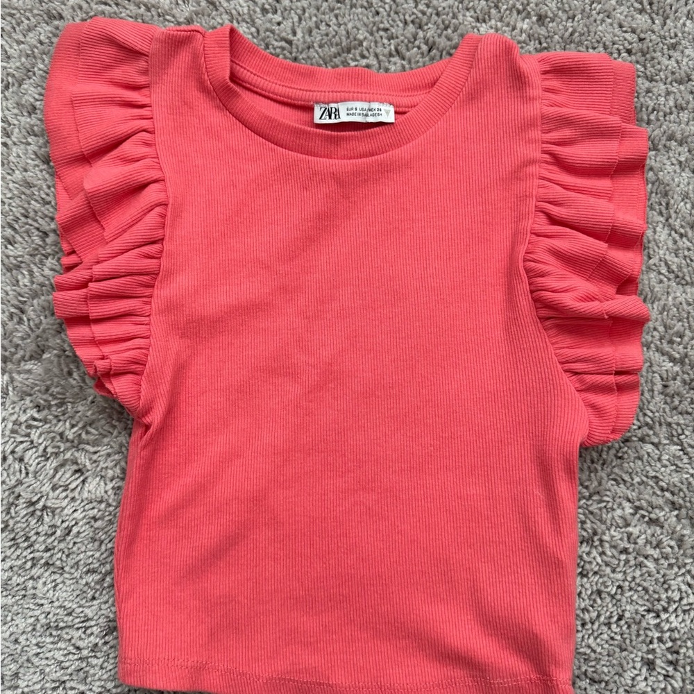 Zara’s Crop Top Ruffle Sleeves Women’s Size Small
